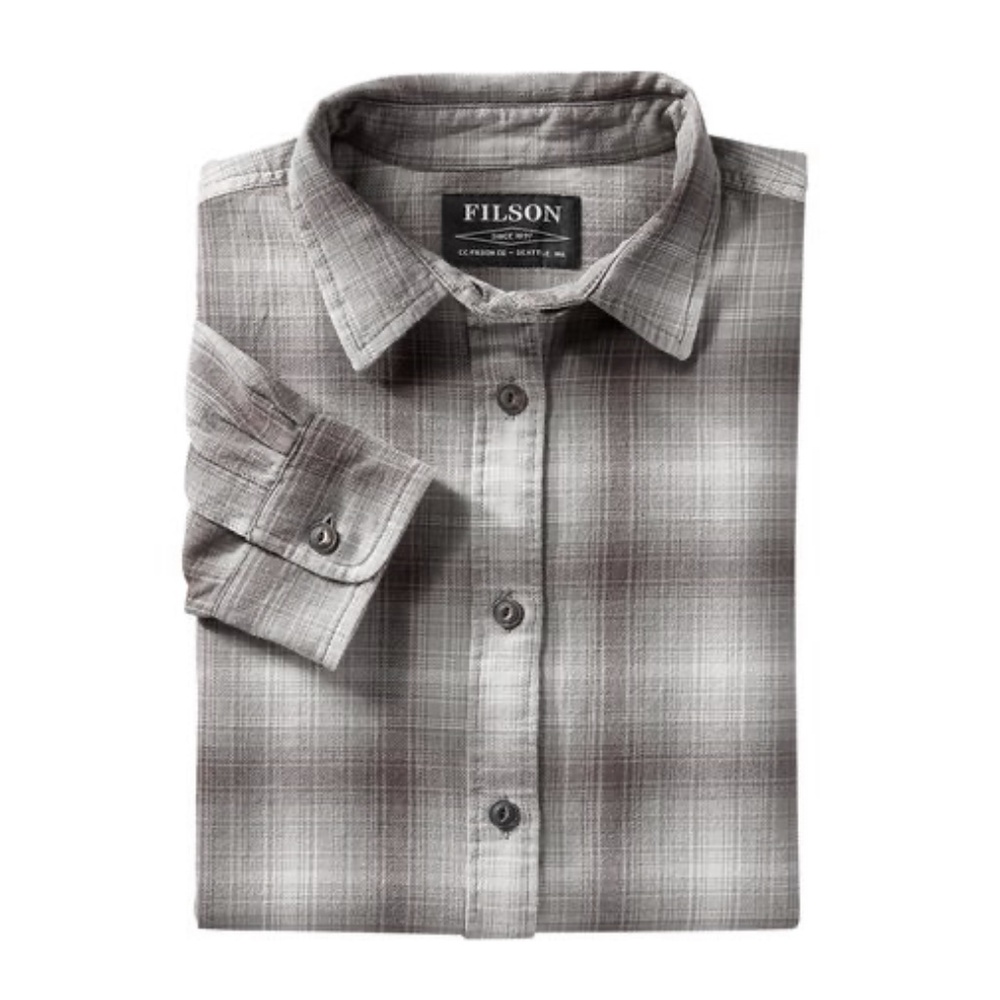 Filson - Farrow Light Grey Plaid Cotton Long Sleeve Button Front Shirt - Large